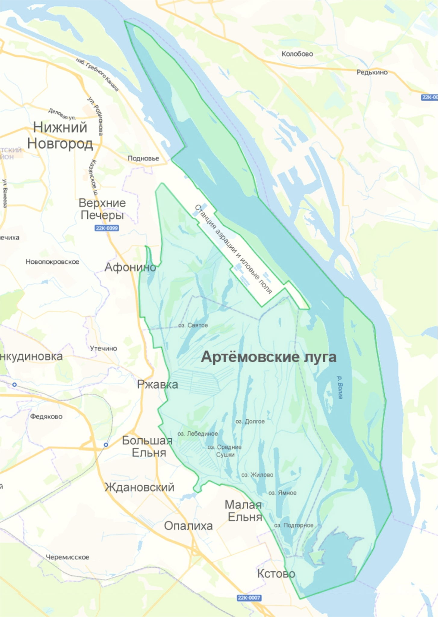 Карта артемовских лугов нижегородской области